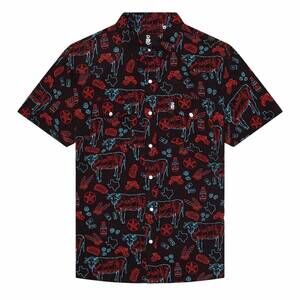 NEW RAISED BY COYOTES men's texas bbq nights pearl snap shirt in black
